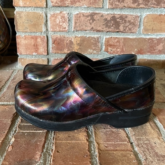 Dansko Patent Leather Psychedelic Colorful Clogs - Picture 5 of 10